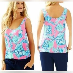 Lily Pulitzer 100% Silk Cosmos Barefoot Princess Top